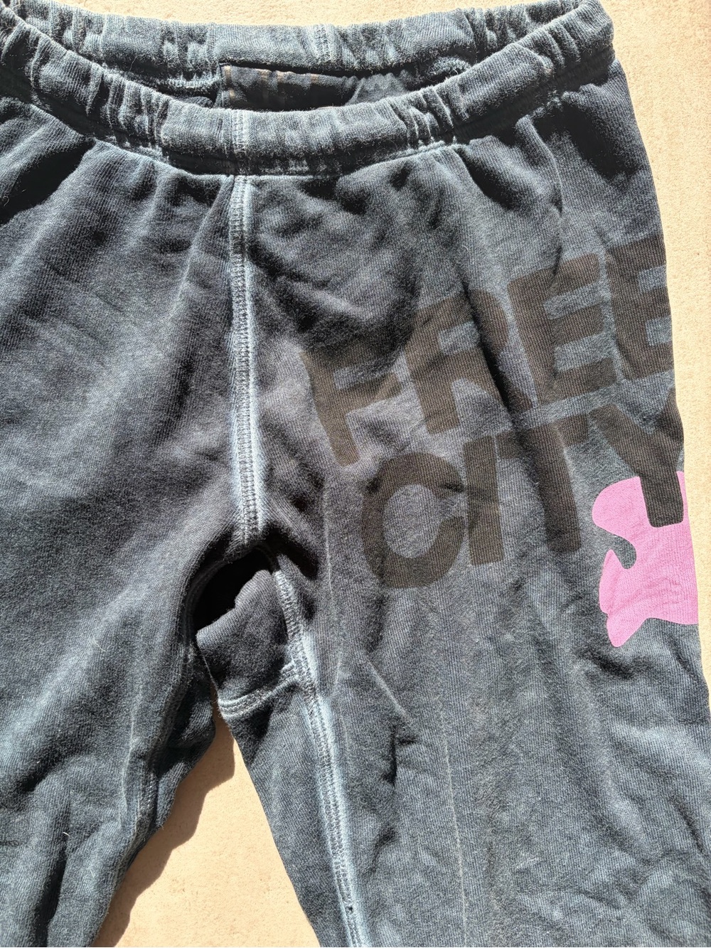 NO FURTHER MARKDOWN  price is price Freecity Black Joggers w/ Pink Accent & Logo - Picture 5 of 7